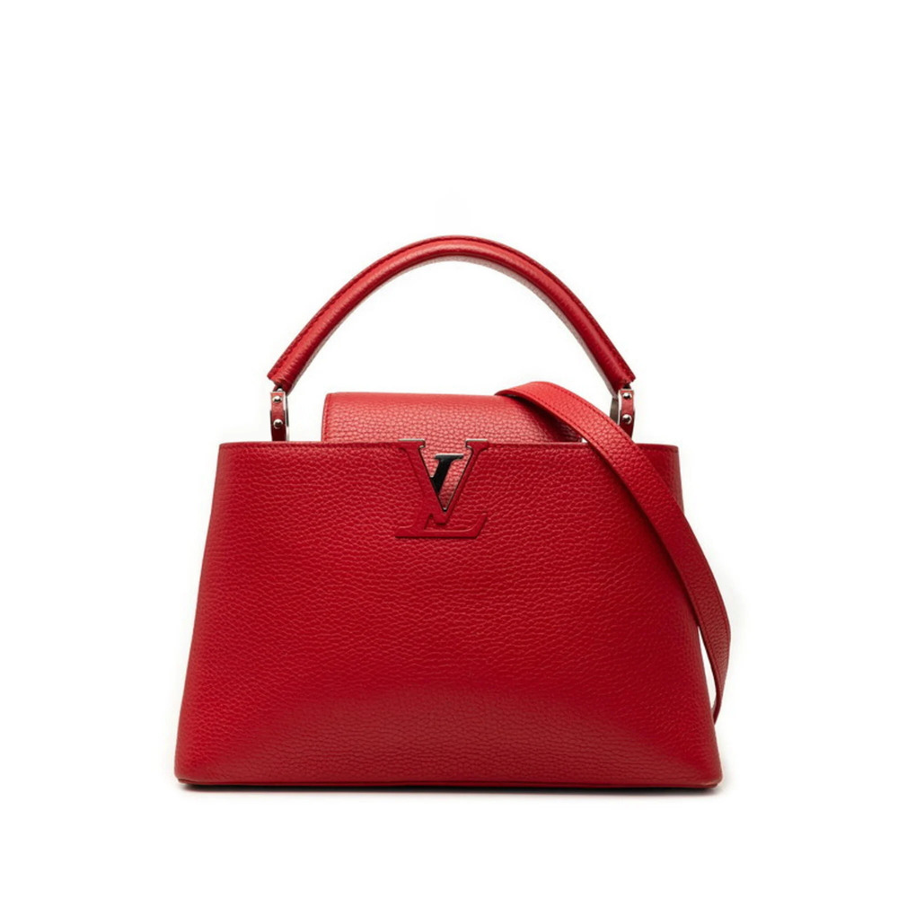 Louis Vuitton Capucines PM Handbag Shoulder Bag 2WAY M42237 Ruby Red Taurillo...